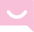 A pink speech bubble with a smiley face.
