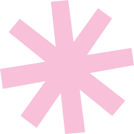 A pink starburst on a black background.